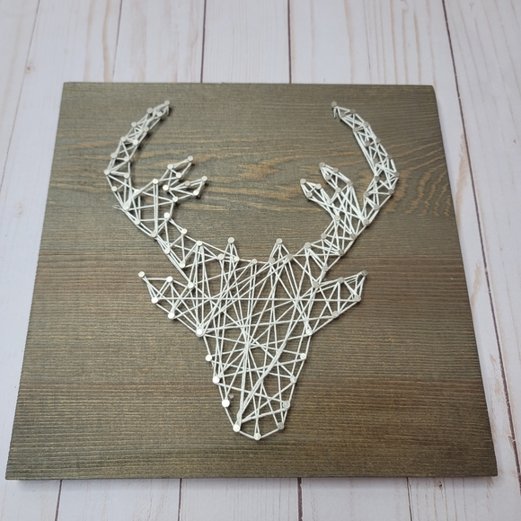 String wall art deer buck picture wooden 10"×10" - Picture 5 of 5